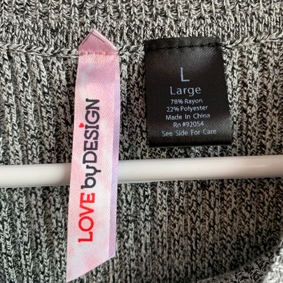 Love by Design Brand Gray Ribbed Knit Crewneck Sweater - Picture 4 of 5